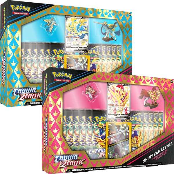 Set of 2 Pokémon TCG: Sword & Shield 12.5 Crown Zenith Premium Figure Collection-Shiny Zacian/Shiny Zamazenta